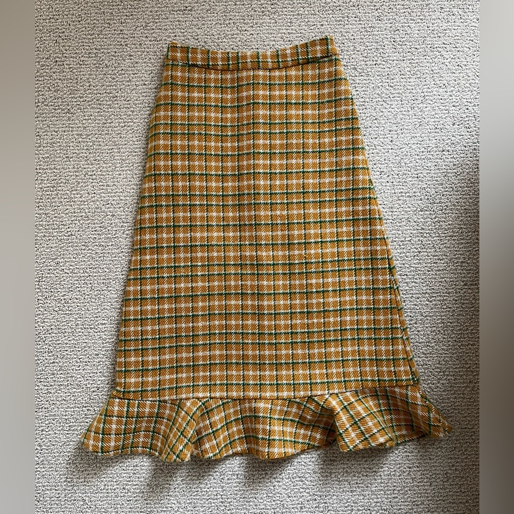English Factory Yellow Plaid Wool Skirt - size XS